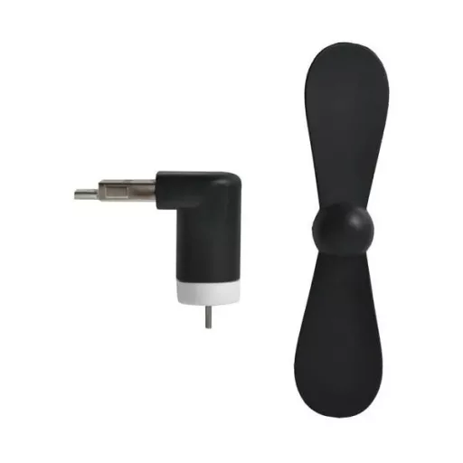 2 az 1-ben USB-microUSB mini ventilátor fekete, 9 cm