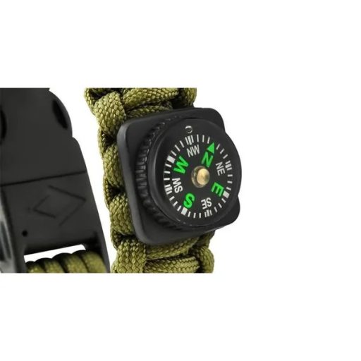 5 az 1-ben paracord túlélő karkötő — zöld, kés, tűzkő, síp, iránytű