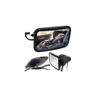   MALATEC Babafigyelő visszapillantó tükör fejtámla rögzítésssel, 360 fok, 30x20 cm, fekete