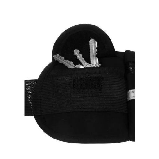 Fekete futóövtáska, neoprene, 3 zsebes, fényvisszaverő csíkkal, 70–130 cm