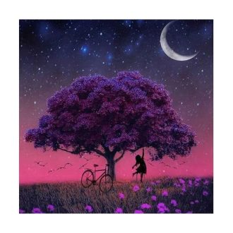 5D gyémántszemes kirakó készlet - fa motívum, 30×30 cm