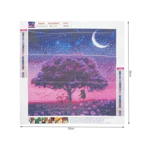 5D gyémántszemes kirakó készlet - fa motívum, 30×30 cm