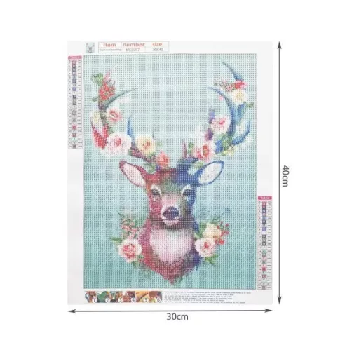 Gyémánt kirakó kép, szarvas minta, 30×40 cm, komplett 5D festőkészlet