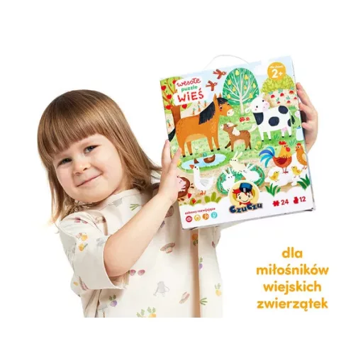 Falusi állatok kirakó, 24 db, 68×38 cm, színes kartondobozban