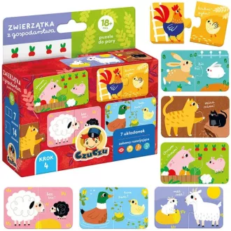   Farm állatok párosító puzzle, 7 db két elemes kirakó, 18+ hó