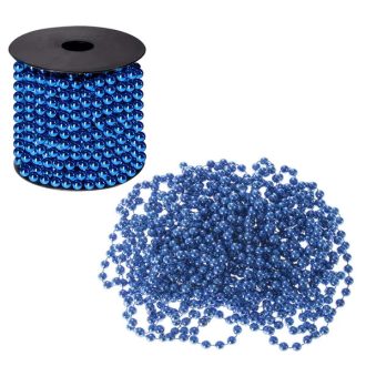   Kék gyöngyfüzér dekorációhoz, 8 mm-es, 10 m műanyag lánc