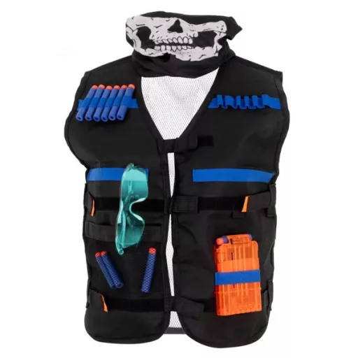 Taktikai mellény szivacslövőhöz 20 tölténnyel, tárral, szemüveggel