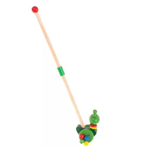Fa tologatható béka totyogóknak, leszerelhető rúddal, csörgős kerekek