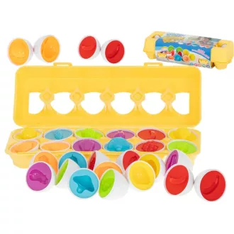   Gyerek formaválogató tojáskészlet, 12 db színes illesztős puzzle