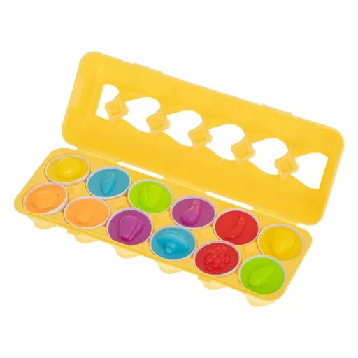 Gyerek formaválogató tojáskészlet, 12 db színes illesztős puzzle