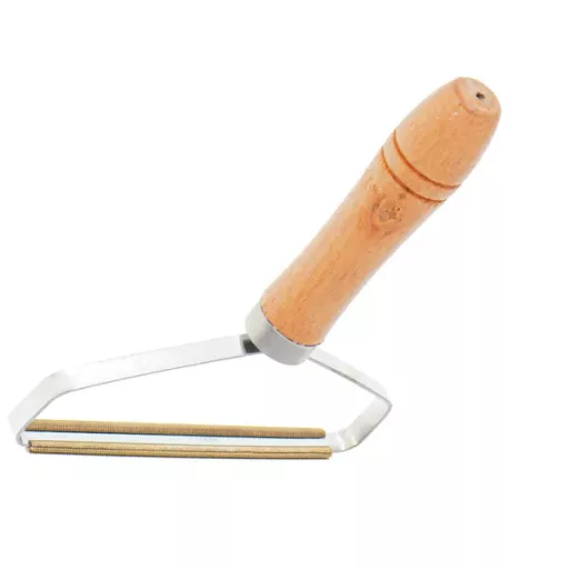 Kézi szösztelenítő fésű fa nyéllel, textilborotva ruhákhoz és kárpithoz