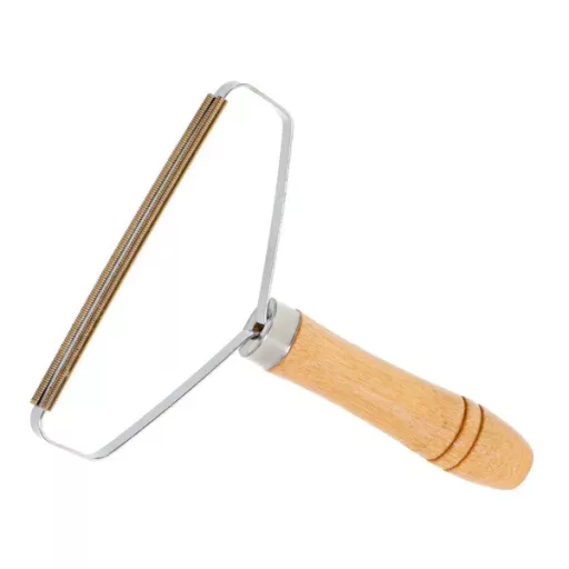 Kézi szösztelenítő fésű fa nyéllel, textilborotva ruhákhoz és kárpithoz