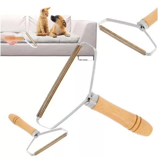 Kézi szösztelenítő fésű fa nyéllel, textilborotva ruhákhoz és kárpithoz