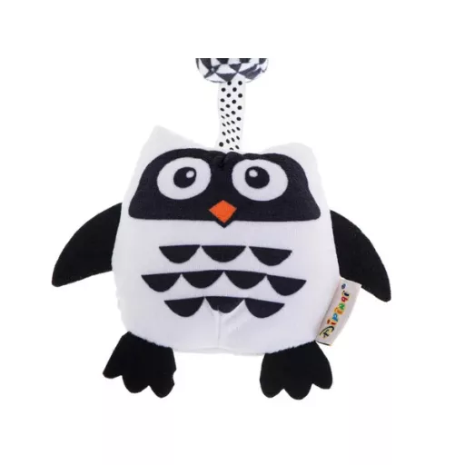 Kontrasztos szenzoros csörgő-függő bagoly, 0+ kor, 30 cm