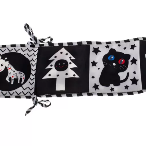 Kontrasztos puha harmonika babakönyv/rácsvédő 0+, 82×15 cm