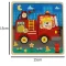 Fa formaillesztő puzzle tábla – tűzoltóautó, 15×15 cm