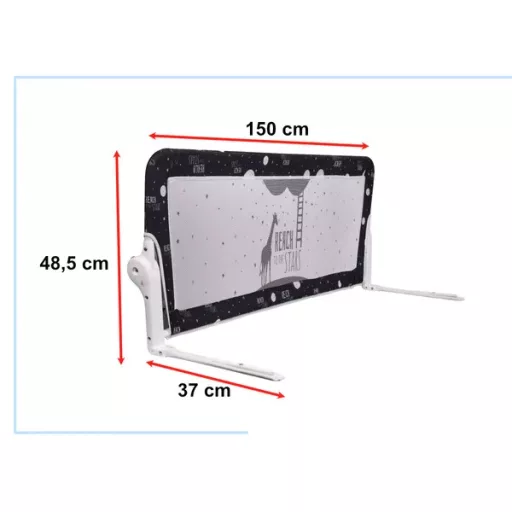 Nyitható leesésgátló ágykorlát 150 cm, fekete