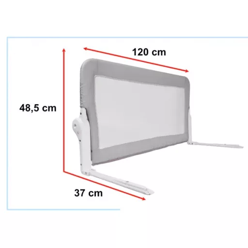 Lehajtható szürke leesésgátló ágyvédő rács, 120 cm