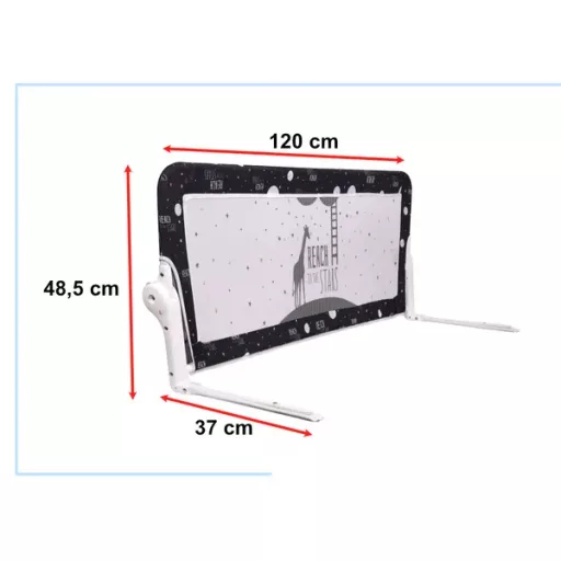 Felnyitható gyerek leesésgátló ágyra, fekete, 120 cm