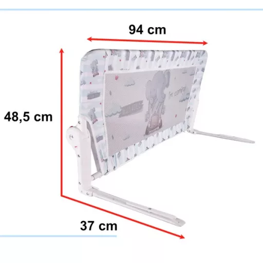 Elefánt mintás, felnyitható biztonsági ágyvédő rács, 90 cm