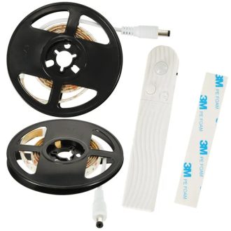   Vízálló LED szalag 1 m 59 LED hideg fehér, mozgásérzékelő, elemes/USB