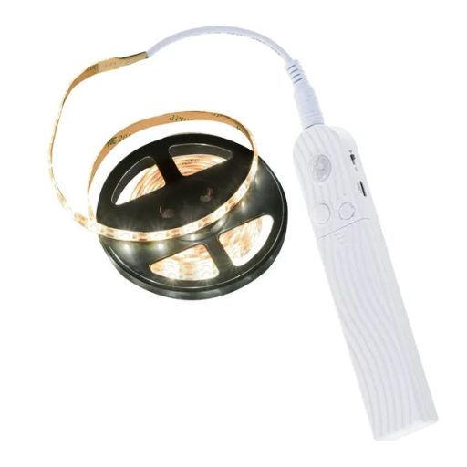 Mozgás- és fényérzékelős LED szalag, 2 m, meleg fehér, USB/AAA