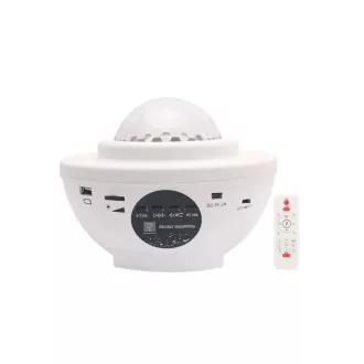   Csillagos égbolt projektoros lámpa, Bluetooth hangszóró, fehér