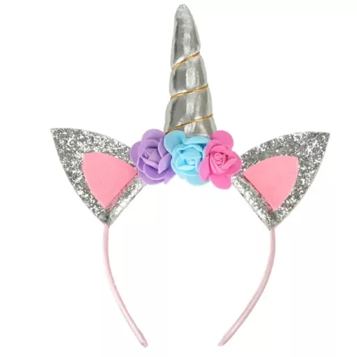 Unicornis jelmez szett, ezüst szoknya, szárny, fejpánt, 3+ év