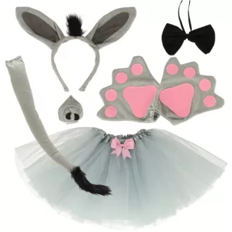   Gyerek szamár jelmez szett 7 db: tüllszoknya, füles fejpánt 3+ év