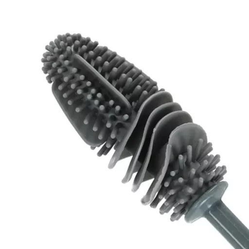 Szilikon palackmosó kefe, szürke, 28 cm – rugalmas tisztítókefe üvegekhez