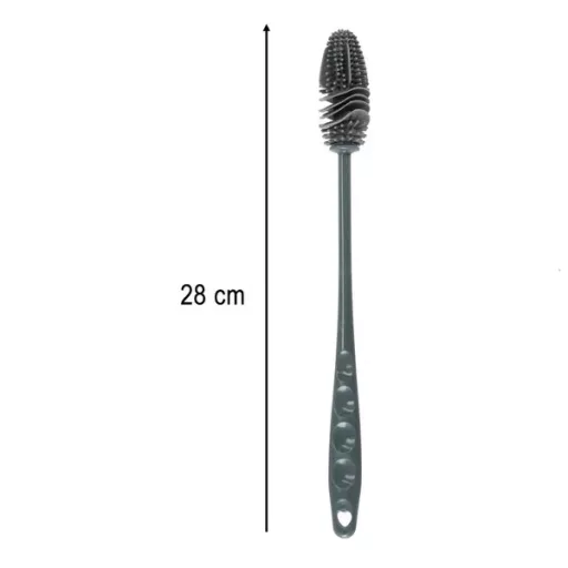 Szilikon palackmosó kefe, szürke, 28 cm – rugalmas tisztítókefe üvegekhez