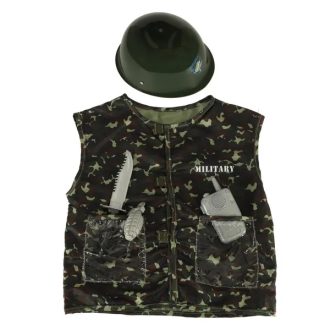 Gyerek katona jelmez szett sisakkal és mellénnyel, 3-8 év