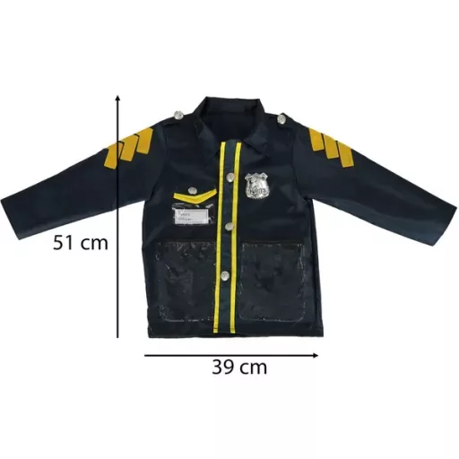 Gyerek rendőr jelmez készlet bilincscsel és sapkával, 3–8 év