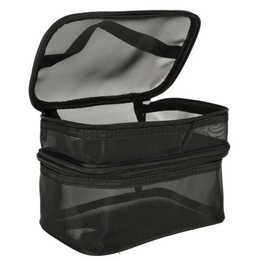 Fekete XXL összecsukható kétrekeszes utazó kozmetikai táska
