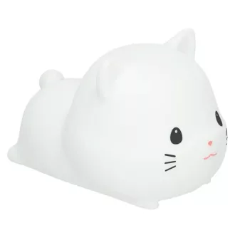   Szilikon gyereklámpa fekvő cica alakban, USB-s, dimmelhető, időzítős