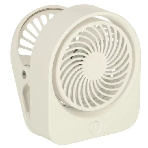 Vezeték nélküli fehér USB-asztali ventilátor csipesszel, 11,5 cm, 3 fokozat