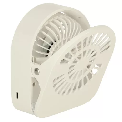 Vezeték nélküli fehér USB-asztali ventilátor csipesszel, 11,5 cm, 3 fokozat