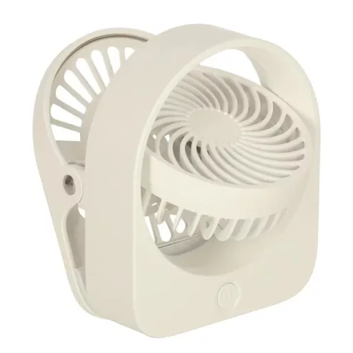 Vezeték nélküli fehér USB-asztali ventilátor csipesszel, 11,5 cm, 3 fokozat