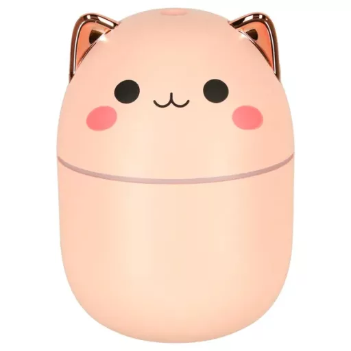 Rózsaszín macskás ultrahangos párásító diffúzor 250 ml RGB USB