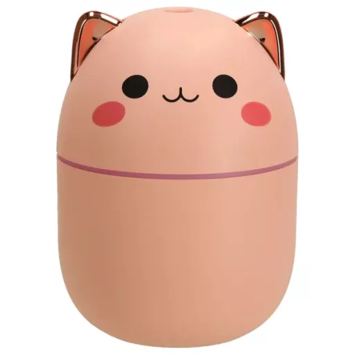 Rózsaszín macskás ultrahangos párásító diffúzor 250 ml RGB USB