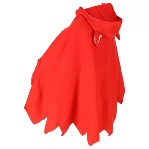 Gyerek ördög jelmez, S méret (100–110 cm), piros, köpeny+kesztyű