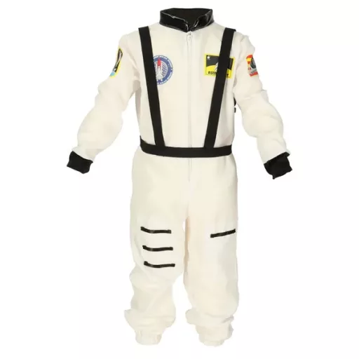 Gyerek űrhajós jelmez, M méret (110–120 cm), fehér poliészter