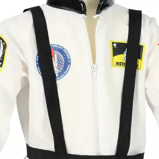 Gyerek űrhajós jelmez, M méret (110–120 cm), fehér poliészter