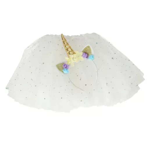 Unikornis jelmez szett: fejpánt + csillogó tüllszoknya, 3-6 év