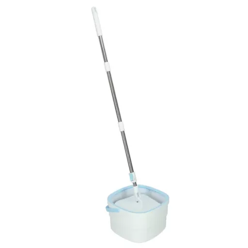 Négyzetes forgó lapos mop vödörrel, tiszta-piszkos víz szeparáció, mikroszál, 2 fej