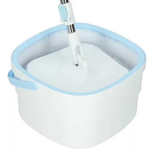 Négyzetes forgó lapos mop vödörrel, tiszta-piszkos víz szeparáció, mikroszál, 2 fej