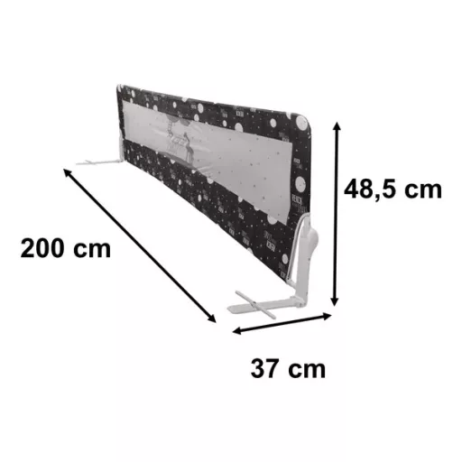 Lehajtható leesésgátló ágyhoz, 200 cm, fekete