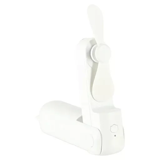 Összecsukható mini USB-C asztali-kézi ventilátor 1200 mAh powerbank, fehér