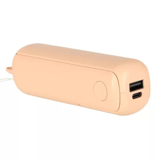 Mini összehajtható USB asztali-kézi ventilátor powerbank funkcióval, rózsaszín