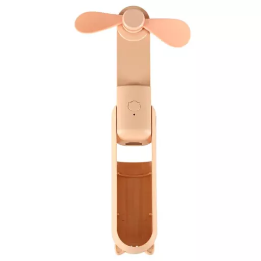 Mini összehajtható USB asztali-kézi ventilátor powerbank funkcióval, rózsaszín